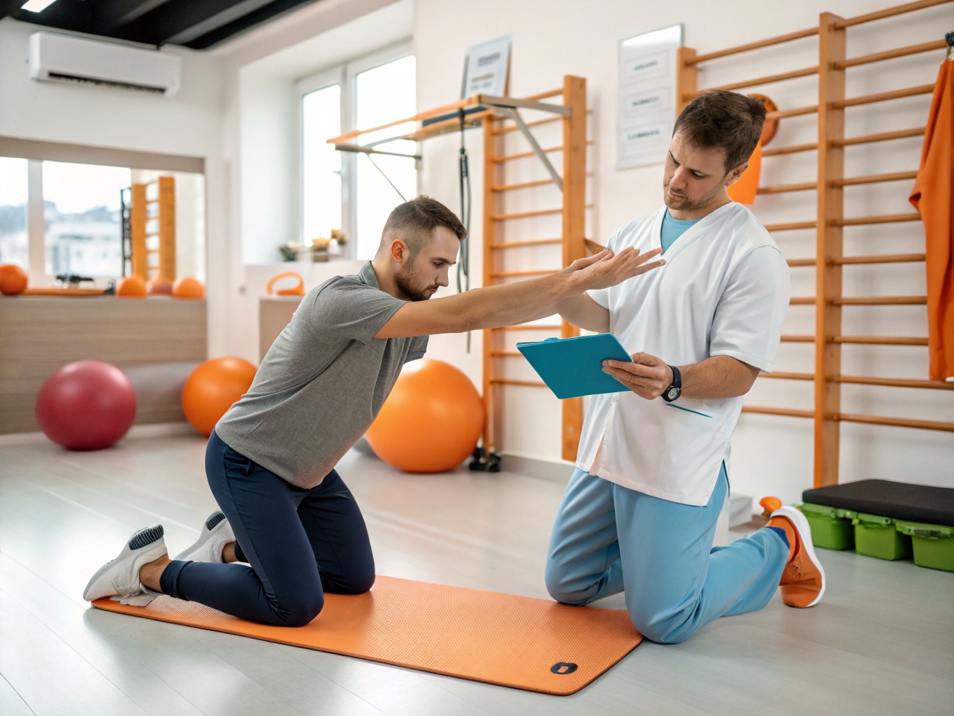 Paciente aprendendo exercícios para casa