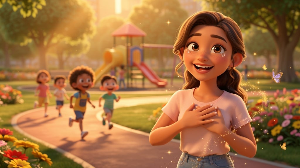 Etapa 4 - Transformação Real: Criança feliz brincando com amigos